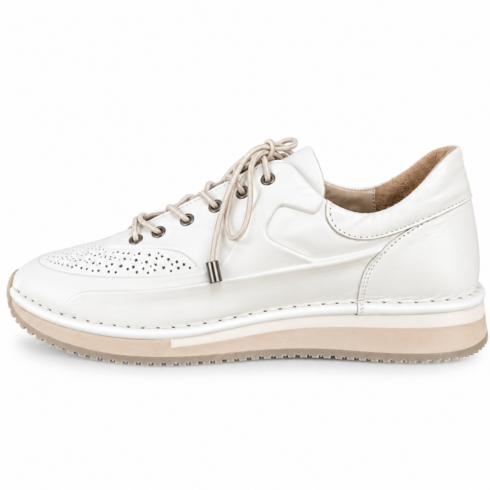 25595 Kadın Sneaker Ayakkabı Bej Hakiki Deri