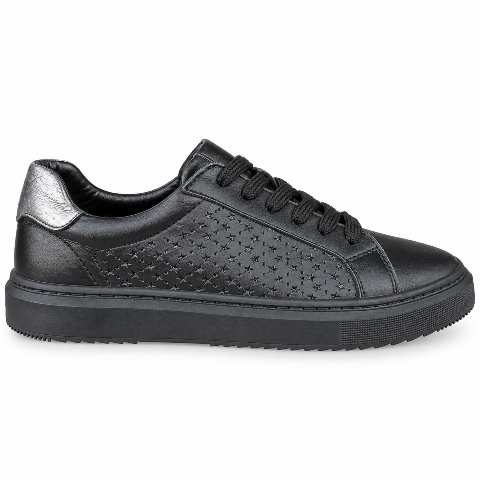 25012 Kadın Sneaker Ayakkabı Siyah Hakiki Deri