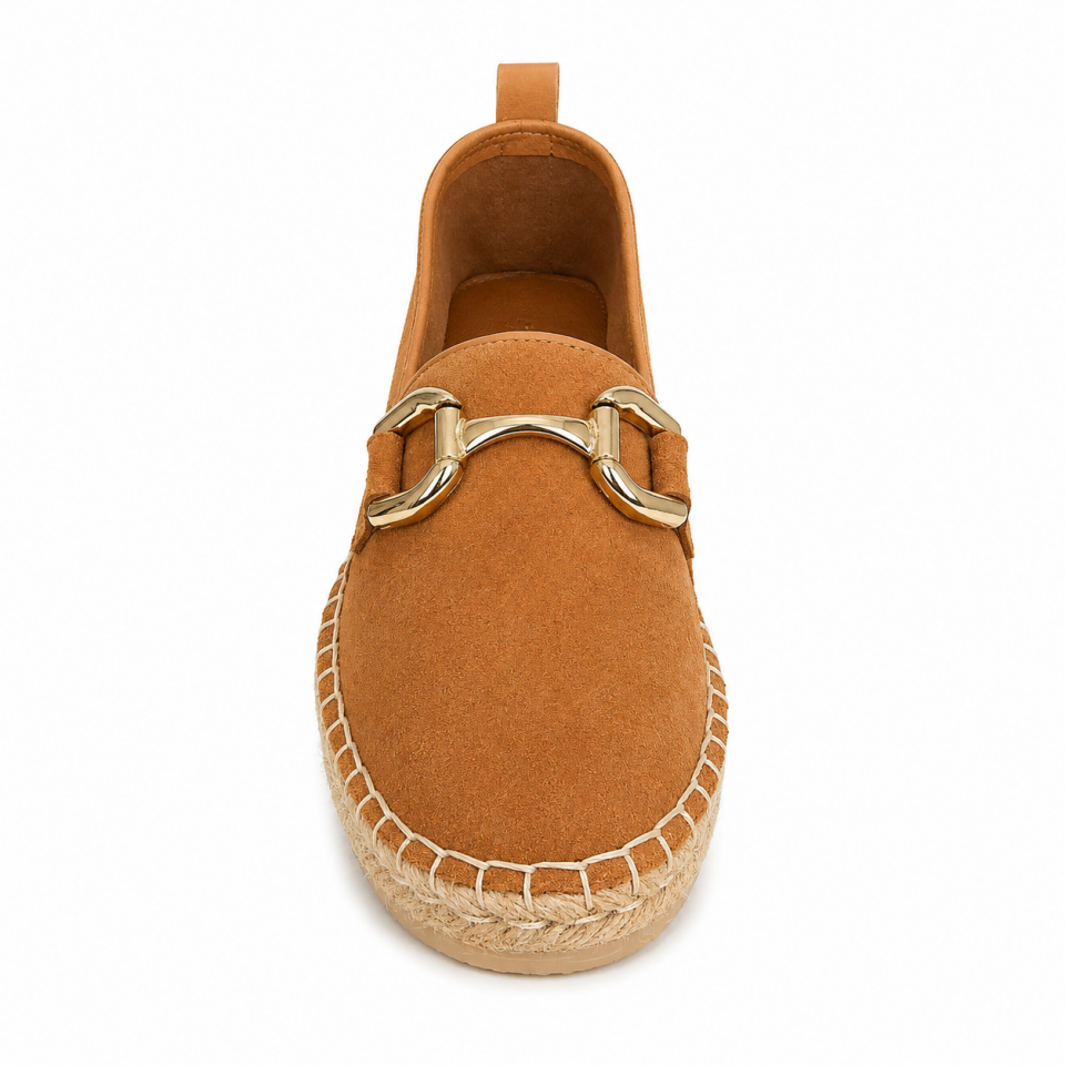 90 Kadın Espadril Taba Süet Hakiki Deri