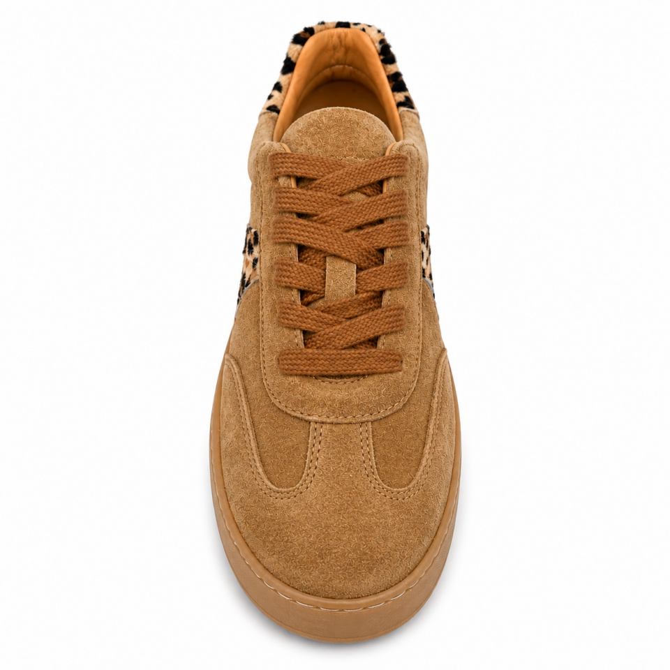 7821 Kadın Sneaker Taba Süet/Leopar Hakiki Deri