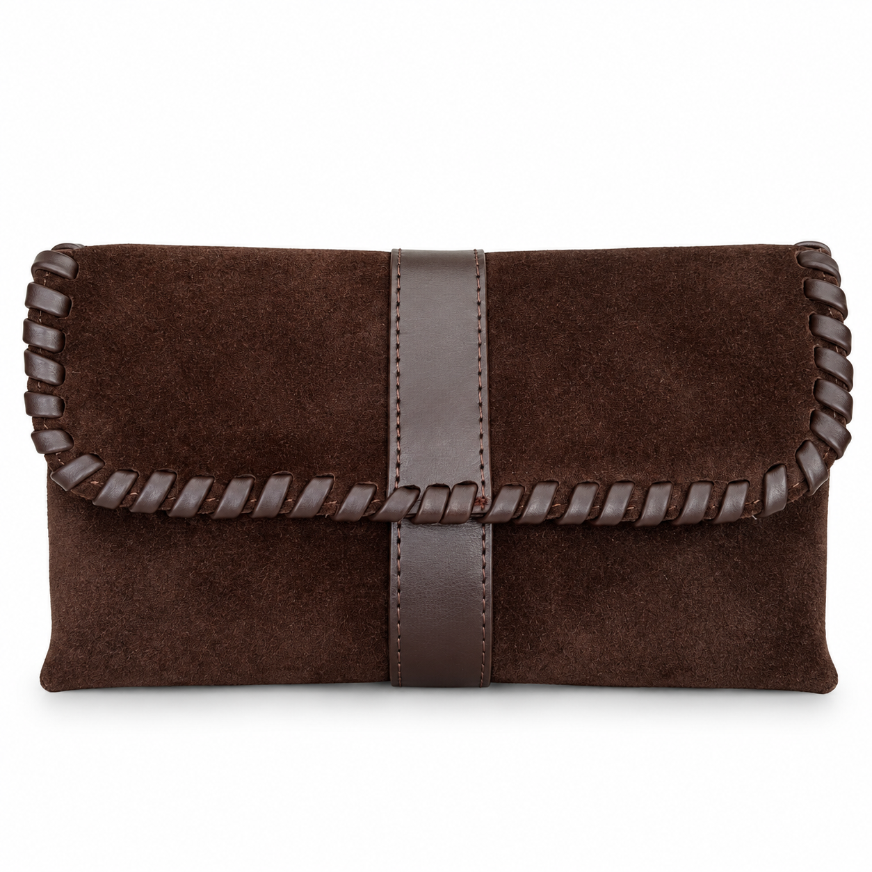 358-1  Kadın Clutch Kahve Süet Hakiki Deri