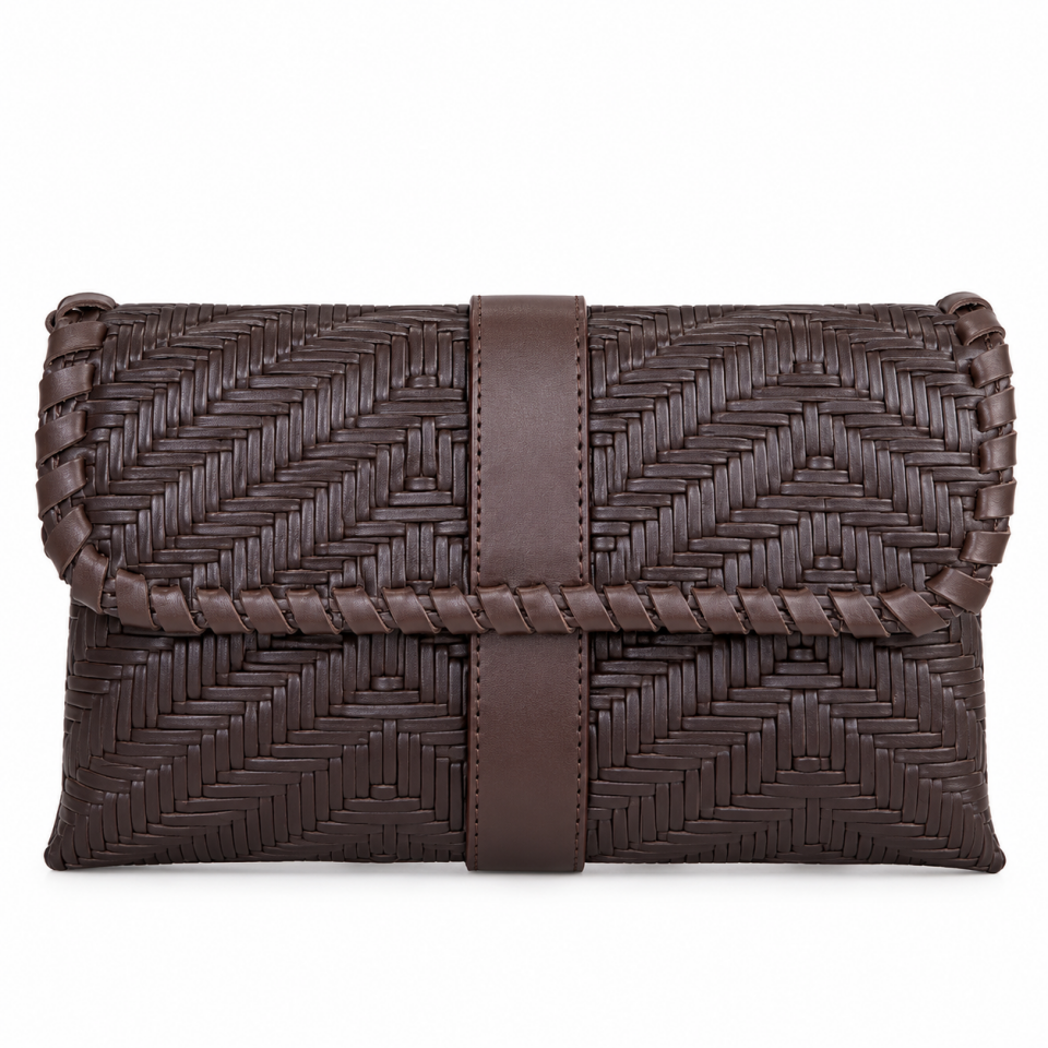 358-2  Kadın Clutch Kahve Hakiki Deri