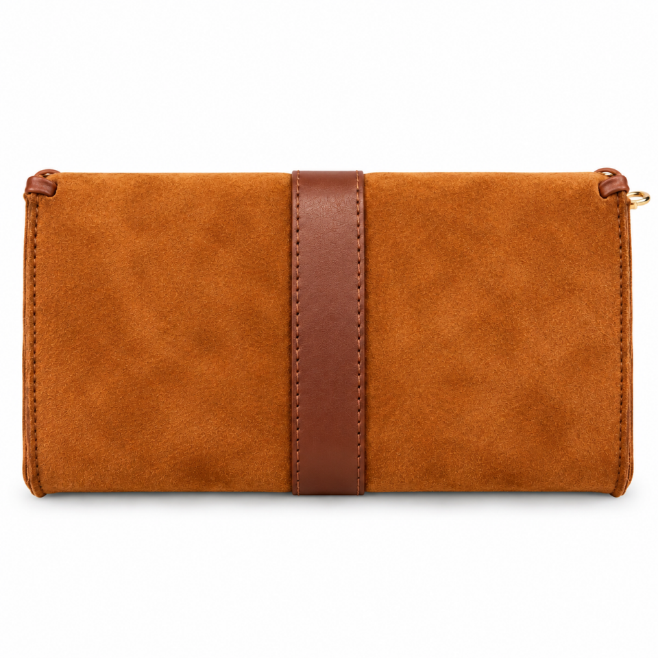 358-1  Kadın Clutch Taba Süet Hakiki Deri