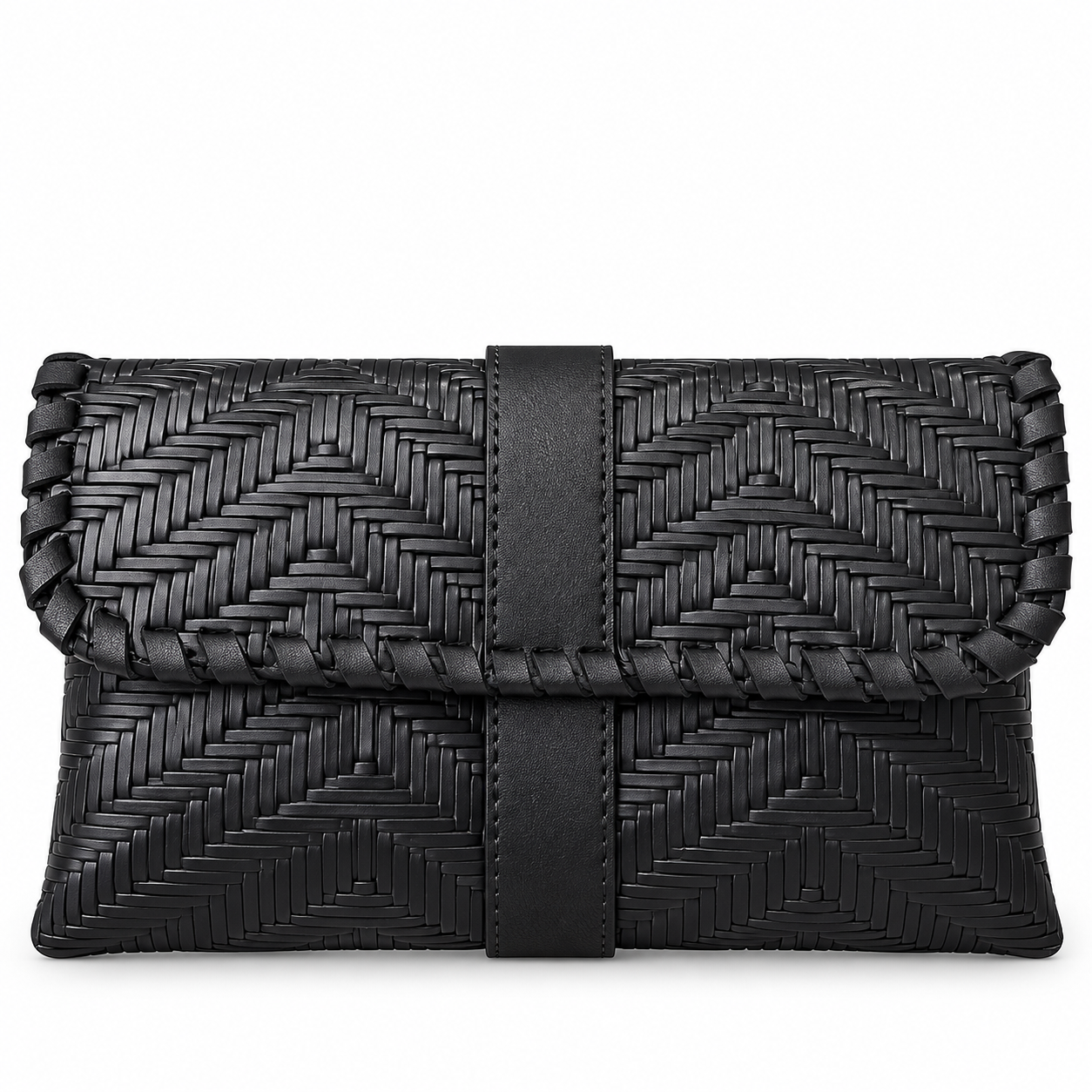 358-2 Kadın Clutch Siyah  Hakiki Deri